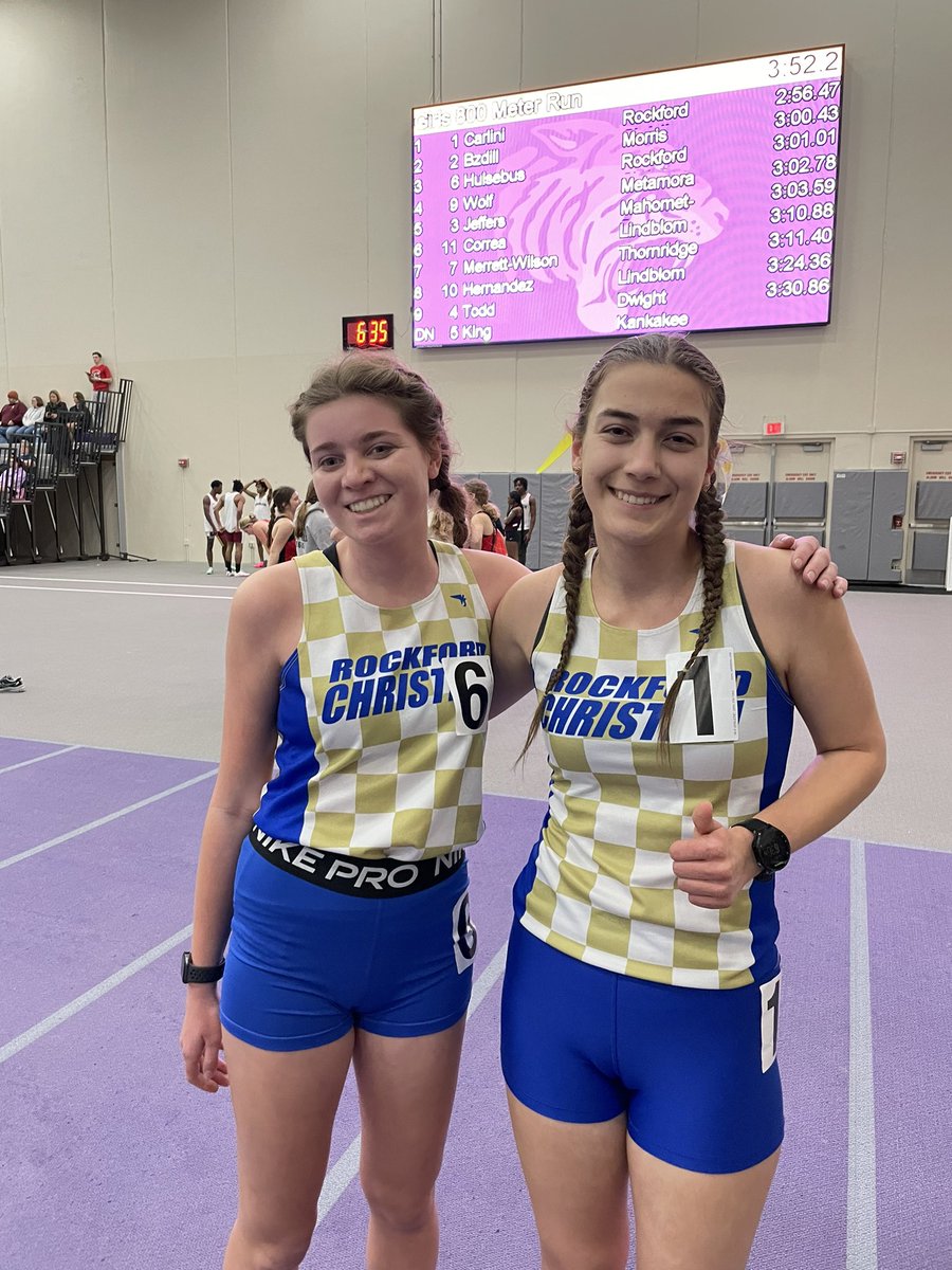 RCSTFgirls's tweet image. M. Carlini (11) and L. Hulsebus (11) both locked in PRs in the 800m!