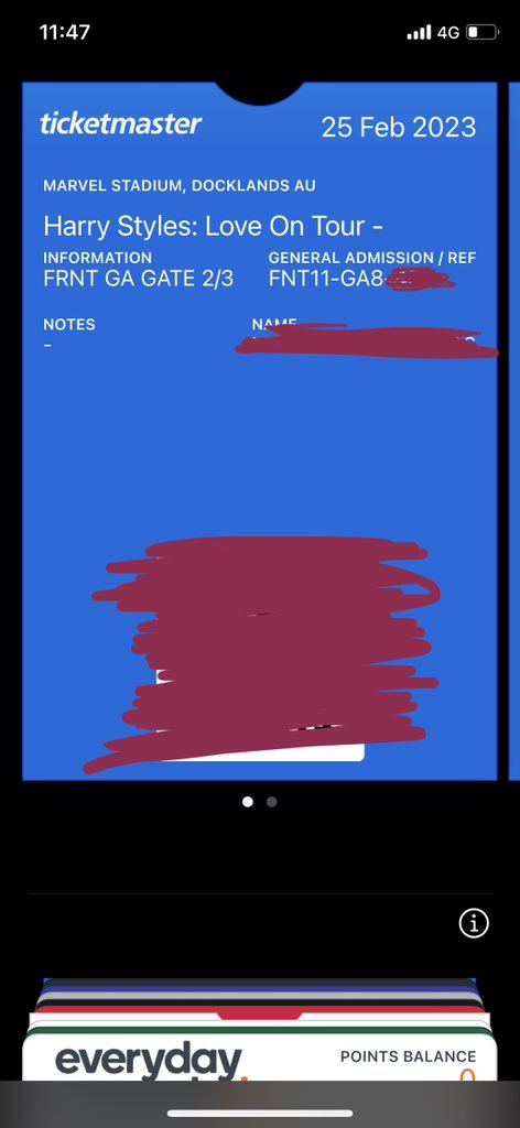 SELLING 2X HARRY STYLES MELBOURNE FRONT GA TICKETS FOR 25/02. need them gone, please message or reply for details x