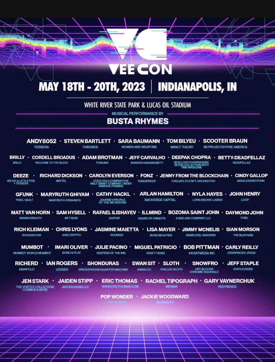 busterlevin's tweet photo. Super excited about the 1st round of speakers at @veecon Can't wait to see all my @veefriends and @BustaRhymes the legend! One of my multiple nicknames off my name growing up. Can't wait @garyvee #firstinlineguy #TenaciousB 😁💜🥷 https://t.co/UgAabGEu2w