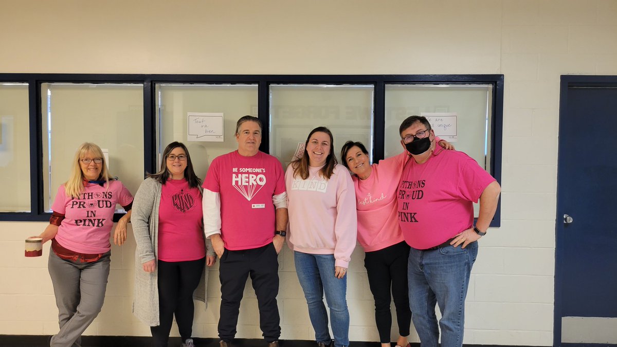 MrGsWorld's tweet photo. Kindness Day/Pink or Red Shirt Day was postponed a day because of a Snow Day, but that won't stop the awesome students and staff @SPJHPythons https://t.co/hg8G8L2UHD