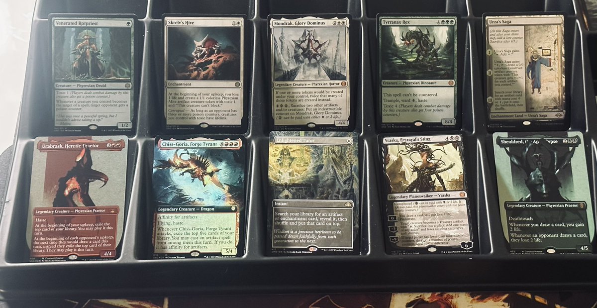 The_MrFuzzy's tweet image. What an insane night! Massive Pulls in our @wizards_magic Phyrexia All Will Be One Set Box! We went crazy Live on #TikTok You should have been there! #MagicTheGathering #bigpulls #unboxing