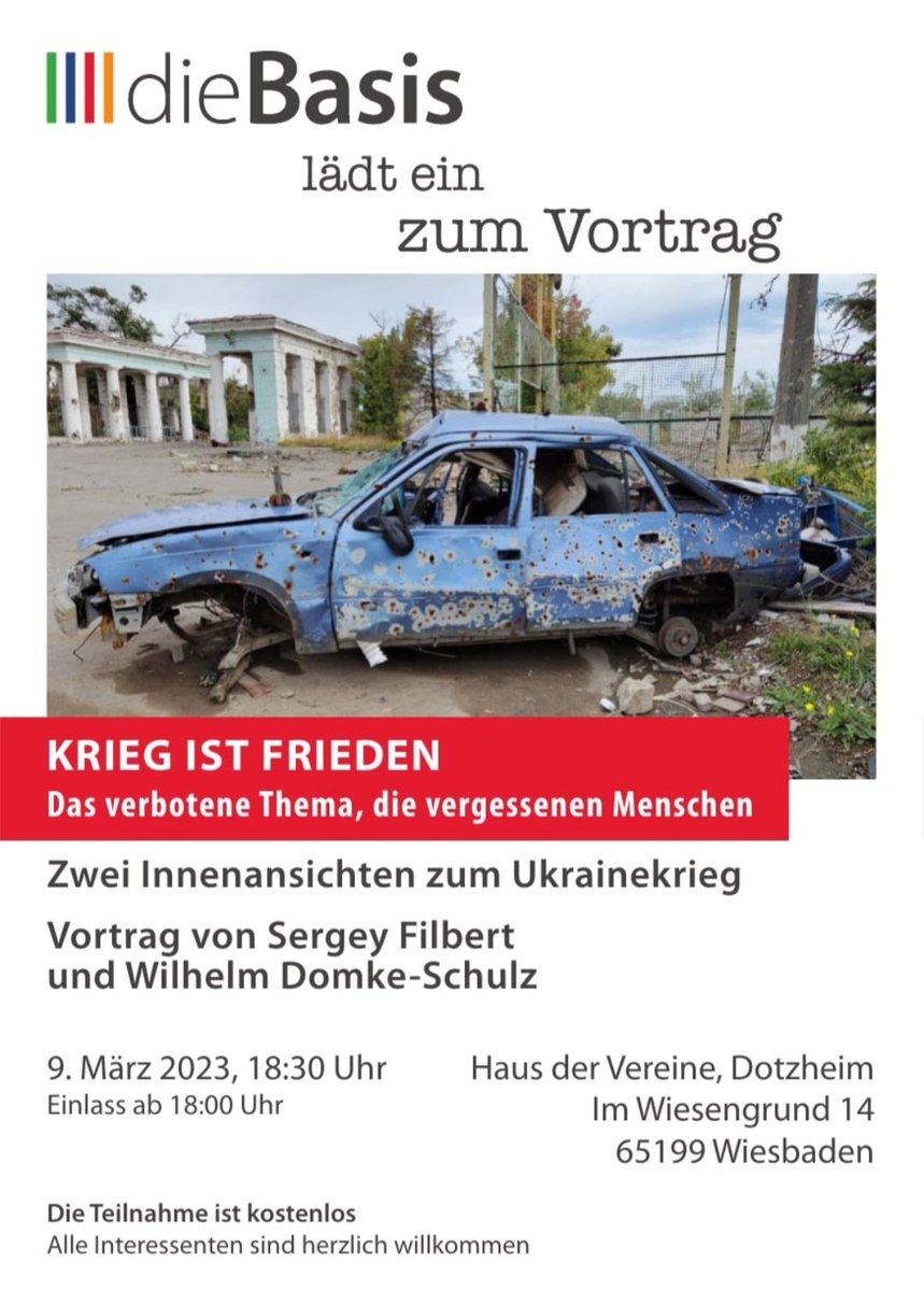 NimaTikken's tweet photo. Die Räume der @Stadt_Wiesbaden in #Wiesbaden-Dotzheim sind zur Herberge für #dieBasis geworden, die für den 09.03. zu russischer Kriegspropaganda einläd.
Na wenn es so weitergeht planen die dort noch den System-Change 🤷🏻‍♀️ https://t.co/fjHQTjcBRw