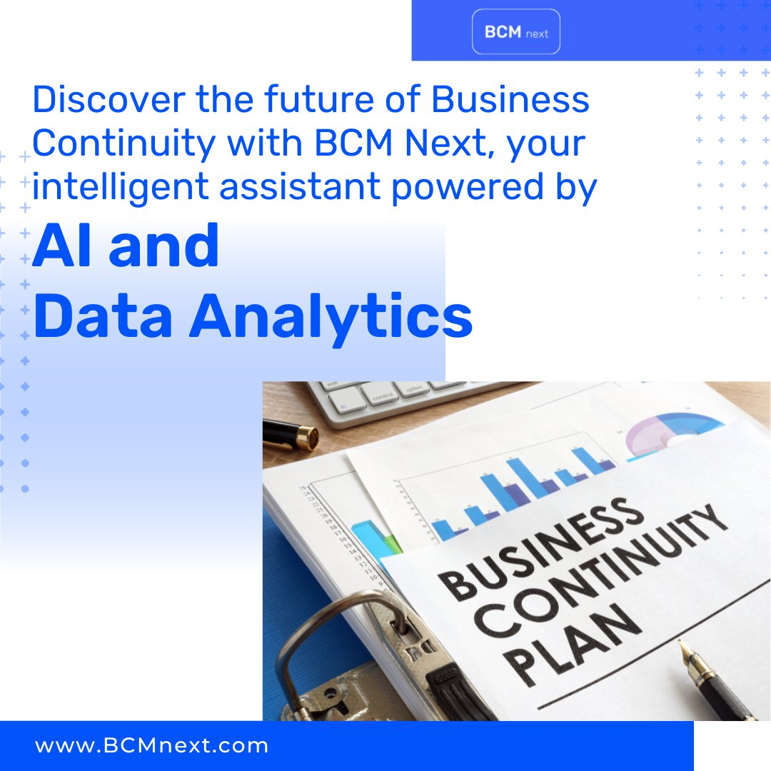 BCM_next's tweet photo. Emergencies such as war and #disasters dramatically disrupt corporate operations.
That's where the top business continuity solution, #BCMNext, comes in. It uses #AI and data analytics to deliver a simple and flawless recovery.
https://t.co/8OZhjr1Cnr
.
#businesscontinuity https://t.co/9kfPoLIn6Q