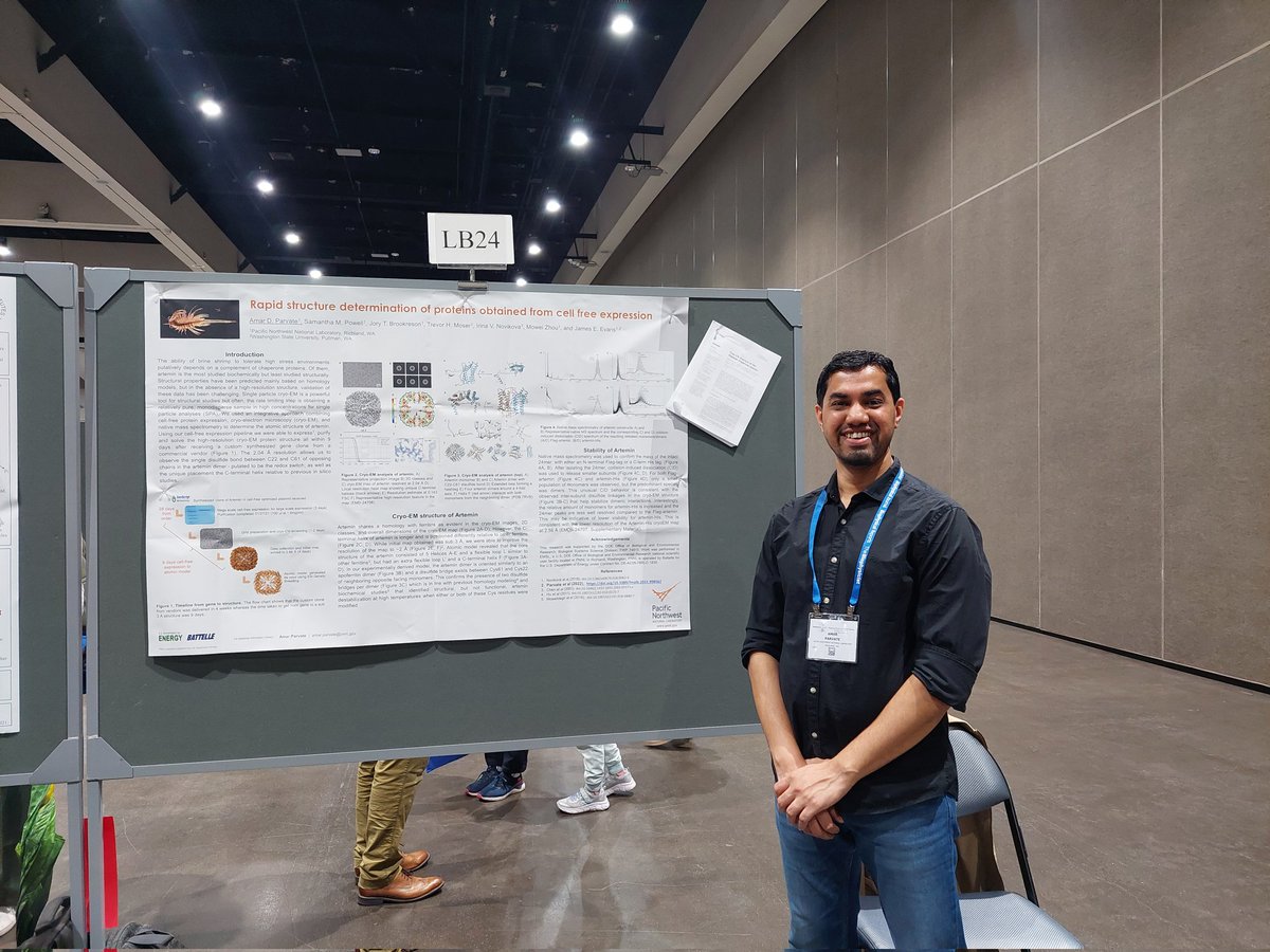 aparvateljiorg1's tweet photo. #EMSL #PNNL @smpowell16 Presenting a poster on rapid structure determination of proteins crom cell free expression at #BPS2023 #cryoem #artemin #cellfree https://t.co/2lbAJ9wMxK