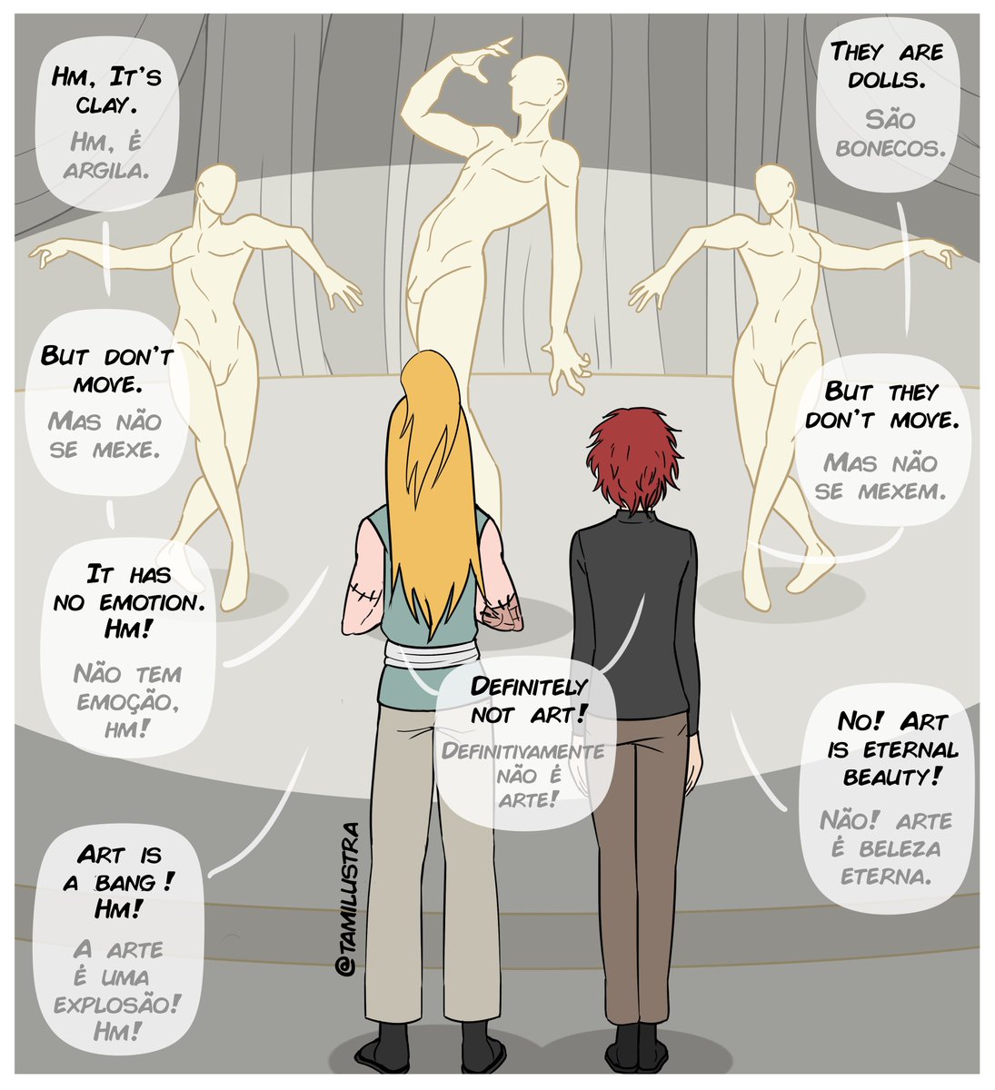 tamilustra's tweet photo. SasoDeiWeek2023
Thursday February 23
Museum - Muses - Musings
What is an art?
#Sasori #Deidara #SasoDei #DeiSaso #SasoDeiWeek #SaoDeiWeek2023 @SasoDeiWeek https://t.co/Yd5G46A5Oi