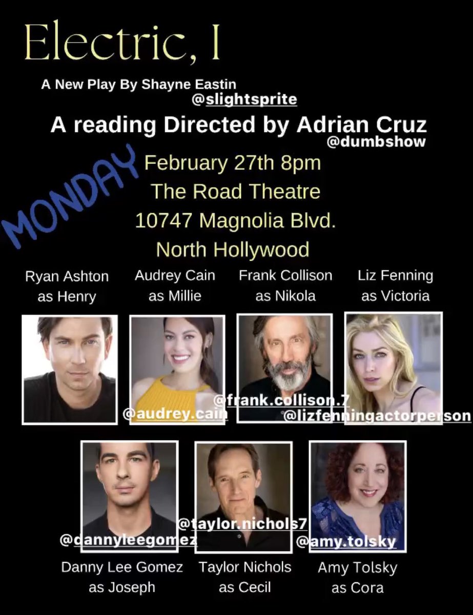 JRyanAshton's tweet photo. Monday Feb. 27th at The Road Theatre in North Hollywood.  @roadtheatre https://t.co/VvwKen873l