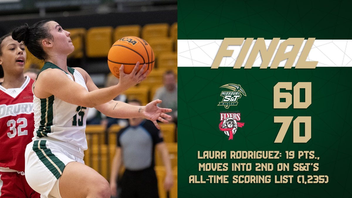 WBB FINAL: Lewis 70, Miners 60.  S&T got 19 points from Laura Rodriguez and 11 from Alex Kerr; will host @UIndyWBB Saturday at 1 p.m. on Senior Day. #MinerPride #GLVCwbb