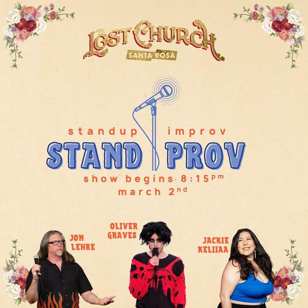 TheLostChurchSR's tweet photo. 🎤  Standup and improv comedy chimera @standprov returns to @TheLostChurchSR 🌹 3.2 with guests  @OliverGravesIRL 🕴️ @jackiecomedy 🔹 and Jon Lehre. 🔥 

🎫  Ticket &amp; info: https://t.co/CdtPZljJrr 🤣 

#bayareacomedy #standup #santarosa #downtownsr https://t.co/K9AahmyAKW