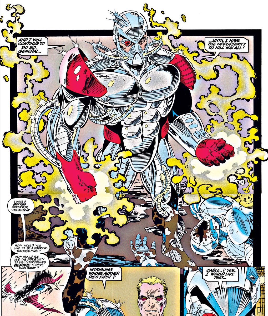 TheRaftPodcast's tweet photo. On Ep. 5 with @jay_axe we discussed “Deep Cut” Characters we’d love to see added to the game. I mentioned Sinsear (one of Cable’s deadliest foes). For those that don’t remember him. Here’s a peak. Imagine him in @marvelchampions 🤯
#mcoc #contestofchampions #xmen #sinsear #cable https://t.co/Ecl9gXWwvv