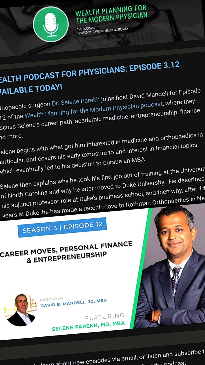seleneparekhmd's tweet photo. Always fun to do these types of podcasts where you can reflect on your path.  Thanks
#ModernPhysicians &amp; #DavidMandell  for the opportunity

#Physicians #Finance #Investing @TheFantasyDRS #TheTechDoctor @RothmanOrtho @ojm group @ojmgroup https://t.co/9yWFat1c8P