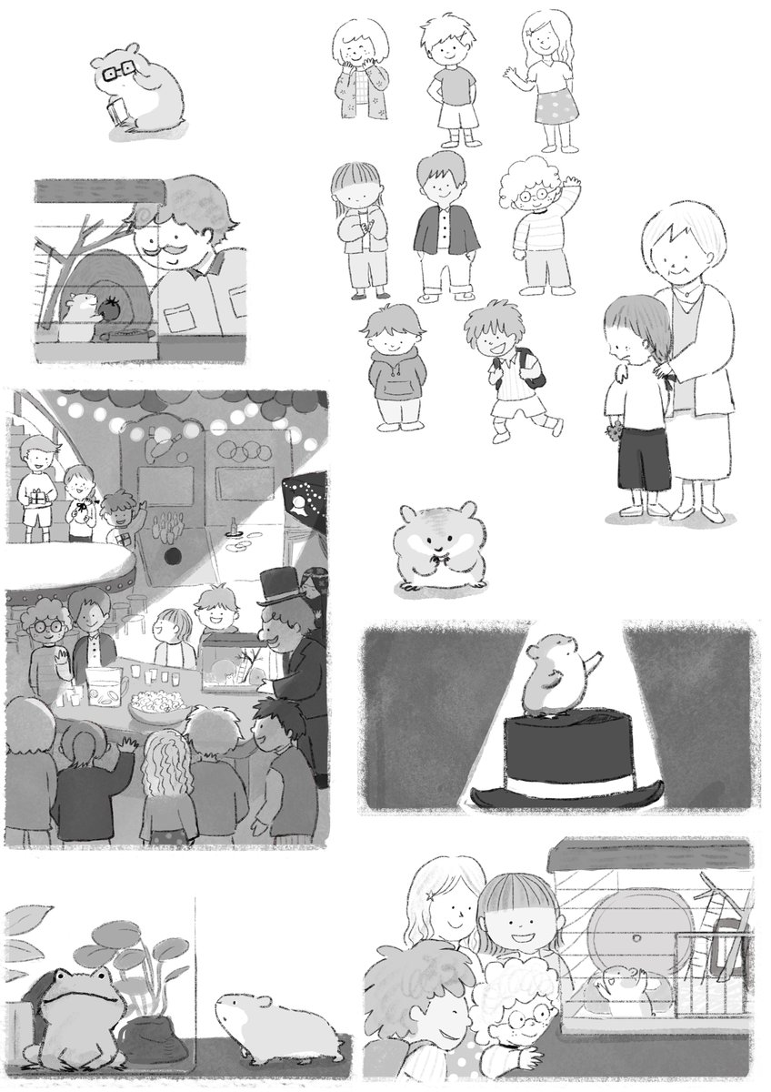 ぼくは学校ハムスター【偕成社】「カエルとぼくのふしぎな友情」が発売しています🐹
ハンフリーが飼われている26番教室にカエルがやってきました。ハンフリーは友だち関係についていろいろ考え、自分にできることをしようと行動を起こします。挿絵約50点と装画描いてます。https://t.co/AupaeK3QKB 