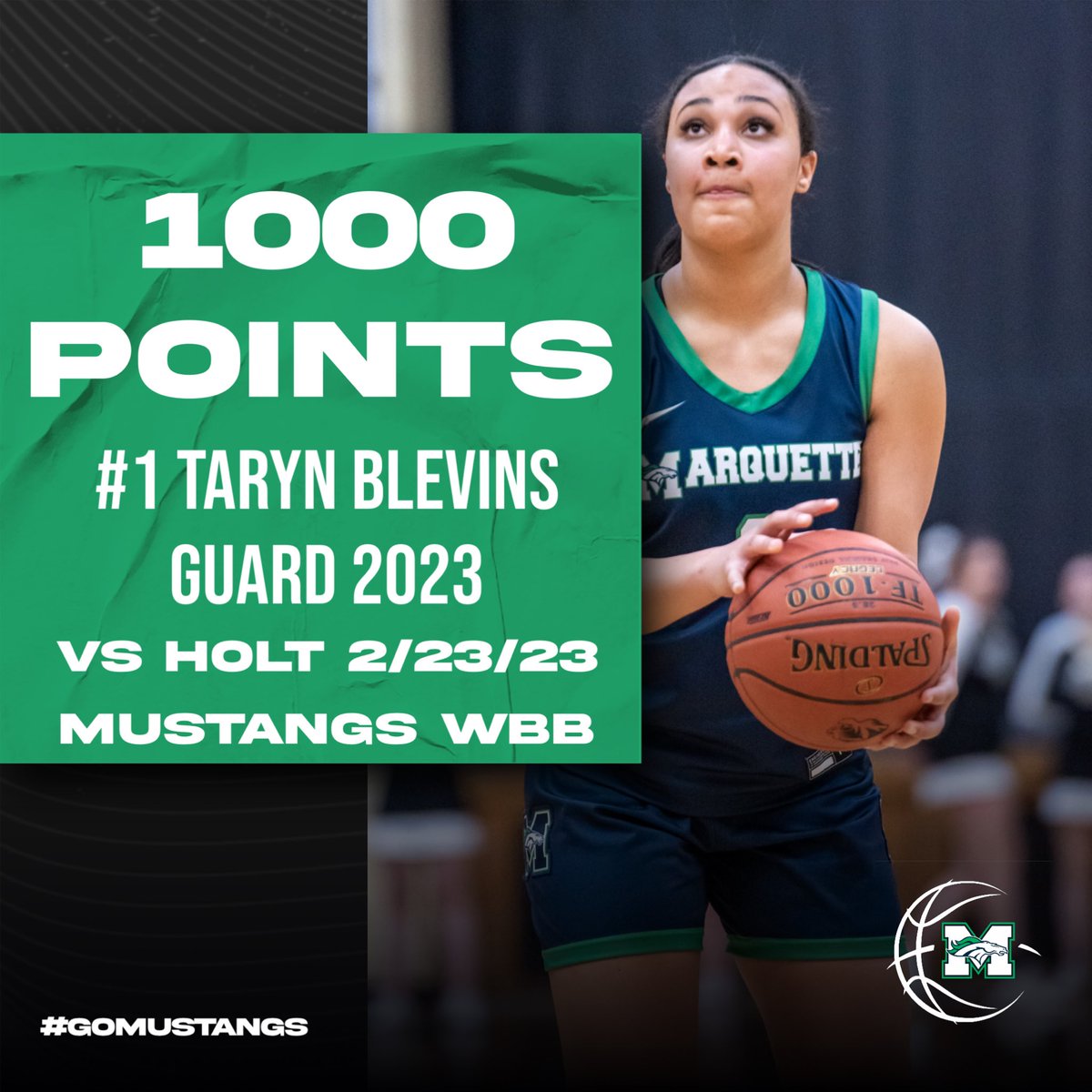Congratulations!!! 7th player in MarquetteWBB History to reach this mark. <a href="/tarynb2121/">Taryn Blevins</a> #1000pts