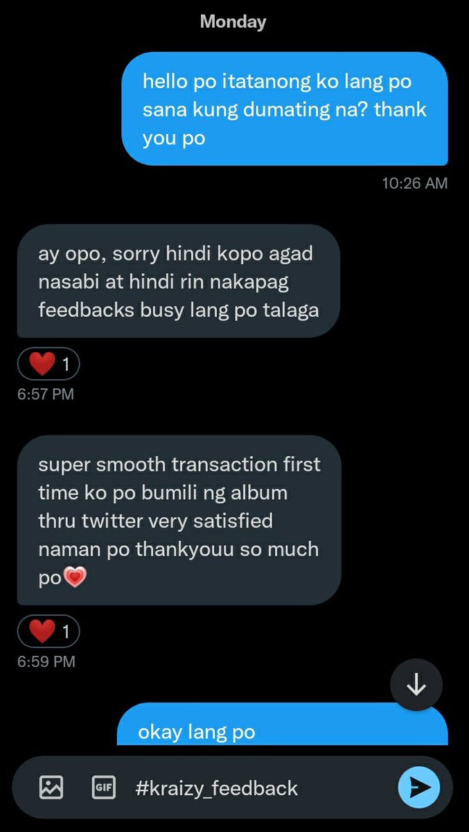 🛍 #kraizy_feedback
📦: @0xbigwin_0923 

thank you so much po for trusting me!!🫶🏻