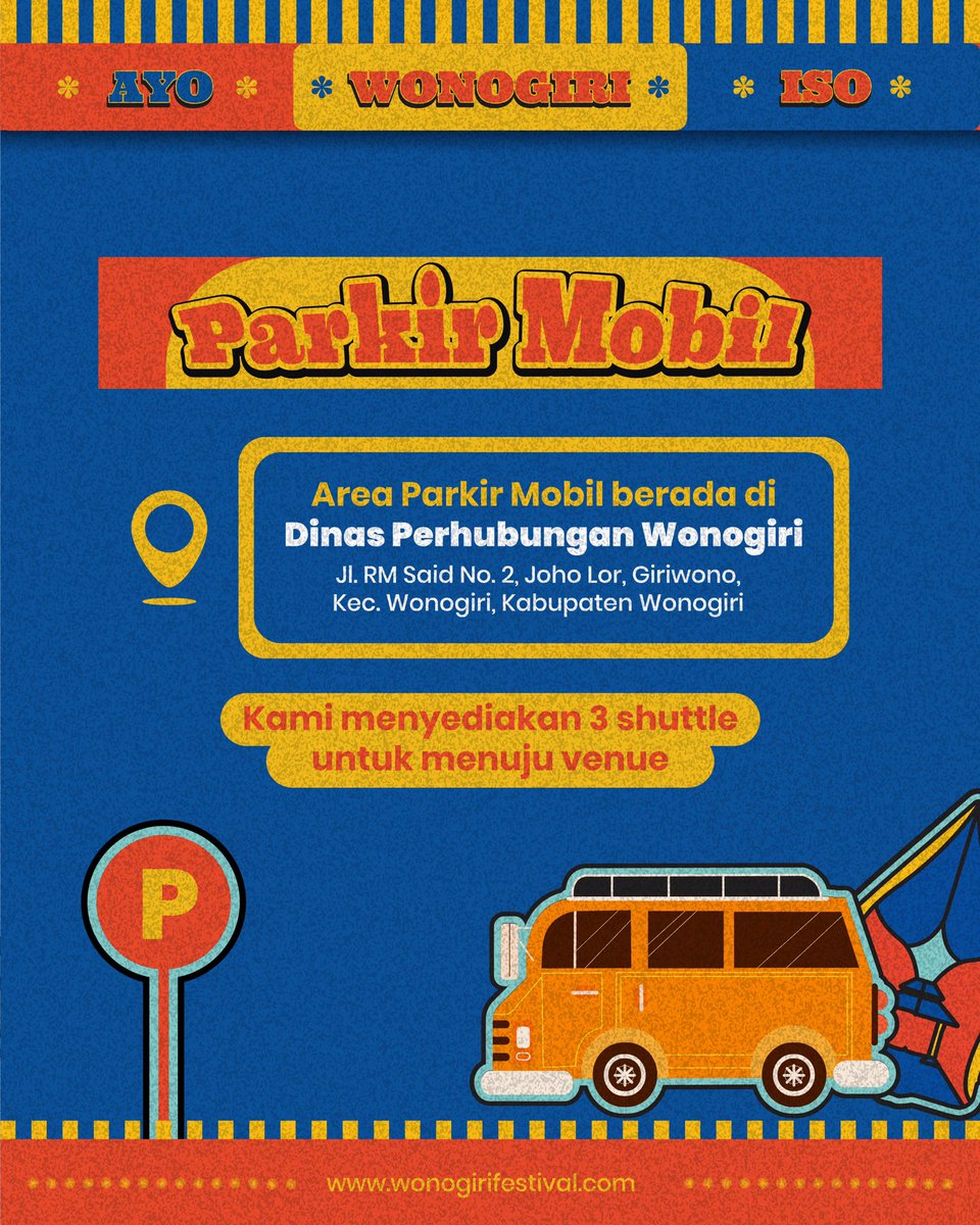 Sebelum berangkat ke Wonogiri Festival 2023, pastikan dulu Dulur mau naik apa dan pahami dulu ya titik parkir kendaraan supaya nanti tidak bingung dan tidak salah arah saat sudah sampai venue.

Sampai jumpa di Wonogiri Festival 2023!

#WonogiriFestival2023
#AyoWonogiriIso