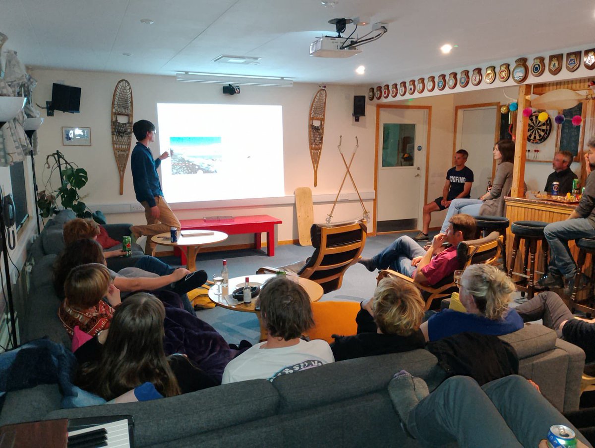 Thursday night talk at King Edward Point talking about inverts 🪰🕷🪱 on #southgeorgia and stories from six weeks of intense fieldwork!
<a href="/BAS_News/">British Antarctic Survey 🐧</a> 
<a href="/GovSGSSI/">Government SGSSI</a>