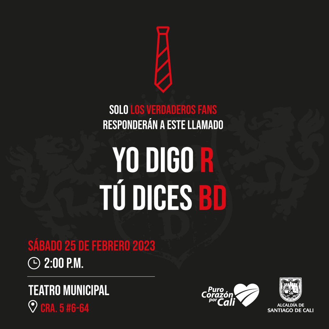 CaliCultura's tweet photo. Demostremos que en Cali somos los fans #1 de @RBD_oficial y por eso, debemos estar dentro del #RBDTour2023 😱👔

Nos vemos este sábado 25 de febrero en el Teatro Municipal Enrique Buenaventura. 
🕑 2:00 p.m.
#RBDEnCali #SHEA #RBDCaliTeEspera https://t.co/NSpneDdOMZ