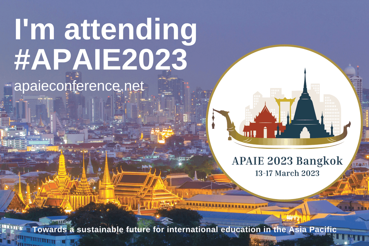 Want to spread the word about joining us at #APAIE2023? Download an official APAIE 2023 social media tile and share the excitement! A new connection is just a post away! See you all soon. #IntlEd #HigherEd apaieconference.net/welcome/delega…