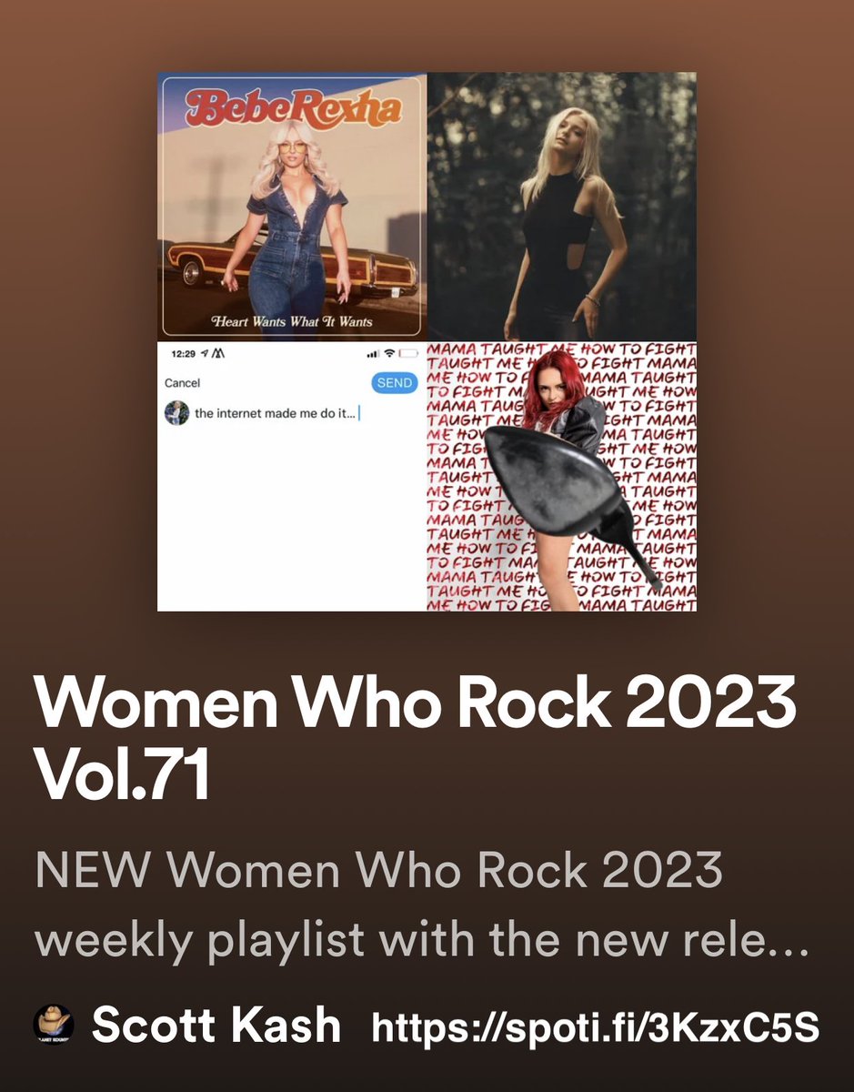 Scott Kash (@scottkash88) on Twitter photo NEW #WomenWhoRock playlist with new releases by
<a href="/JadeHolland89/">Jade Holland</a>
<a href="/mayamalkin/">Maya Malkin</a>
<a href="/SoniaLinBer/">Sonia Linares Berroy</a>
<a href="/angelina_alexon/">Angelina Alexon</a>
<a href="/KalleaMMusic/">KALLEA Official</a>
<a href="/DeaMatronaBand/">Dea Matrona</a>
+MORE
#Spotify
spoti.fi/3KzxC5S
#NewMusic #Pop #Alt #Rock #Blues #RnB <a href="/BlackettMusic/">Benjamin Blackett </a> #rtitbot <a href="/rttanks/">EpochBots</a> #SpotifyRT NEW #WomenWhoRock playlist with new releases by
<a href="/JadeHolland89/">Jade Holland</a>
<a href="/mayamalkin/">Maya Malkin</a>
<a href="/SoniaLinBer/">Sonia Linares Berroy</a>
<a href="/angelina_alexon/">Angelina Alexon</a>
<a href="/KalleaMMusic/">KALLEA Official</a>
<a href="/DeaMatronaBand/">Dea Matrona</a>
+MORE
#Spotify
spoti.fi/3KzxC5S
#NewMusic #Pop #Alt #Rock #Blues #RnB <a href="/BlackettMusic/">Benjamin Blackett </a> #rtitbot <a href="/rttanks/">EpochBots</a> #SpotifyRT