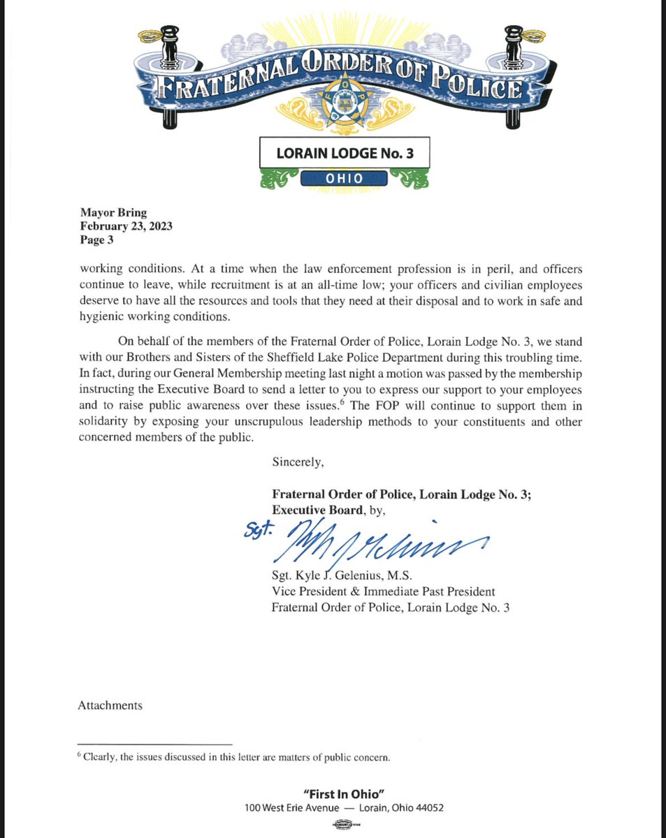 🚨🚨<a href="/LorainFOPPrez/">LorainFOPPrez</a>’s Letter to Sheffield Lake Mayor Dennis Bring protesting his decision to disband the K-9 Unit in an apparent effort to retaliate against City Employees 🚨🚨 Read Below 👇<a href="/cwoytach/">Carissa</a> <a href="/YourChronicle/">The Chronicle-Telegram</a> <a href="/MorningJournal/">The Morning Journal</a> <a href="/IAFFLocal2355/">Sheffield Lake Fire Fighters L-2355</a> <a href="/OhioPBA/">Ohio Patrolmen’s Benevolent Association</a> <a href="/CityofLorain_OH/">City of Lorain,OH</a>