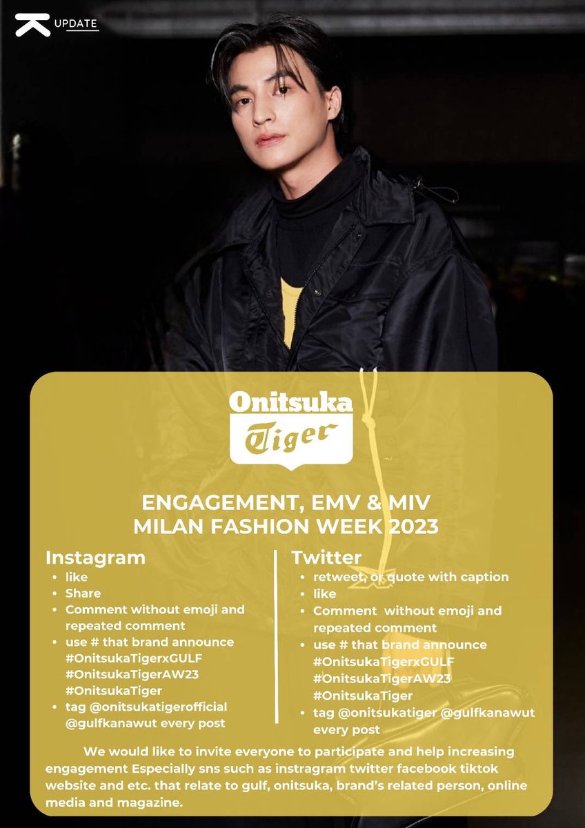DramaFeverDFW's tweet photo. RT @Knwupdate: เชิญชวนทุกคนมาช่วยกันสนับสนุนเพิ่มยอด Engagement , EMV และ MIV ให้น้องกลัฟในการเข้าร่วมงาน Milan Fashion Week - Onitsuka Tiger Autumn/ Winter 2023 Fashion Show ฝากการมีส่วนร่วมในโพสต์ของโซเชียลมีเดีย สื่อออนไลน์ต่างๆทุกช่องทางเลยน้า
#Onits… https://t.co/HzkUGXuXpl