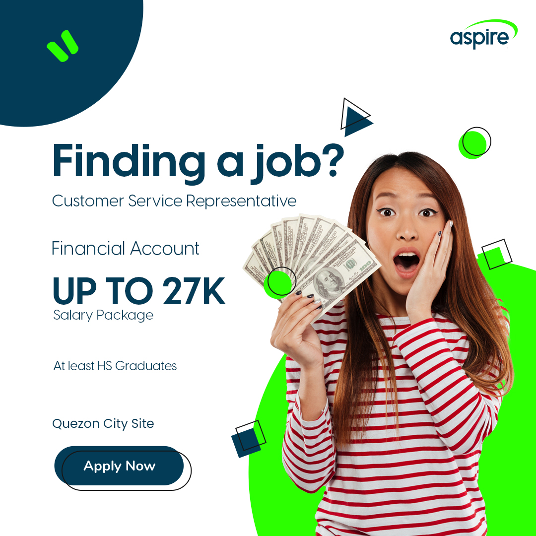 aspireglobal_ph's tweet image. Be a part of something special! join our team as a CSR for the Financial Account in Quezon City😊 

➡️DM us to apply 

#aspirehiring #financialaccount #quezoncity #applytodayquezoncity #aspirecallcenterjobs