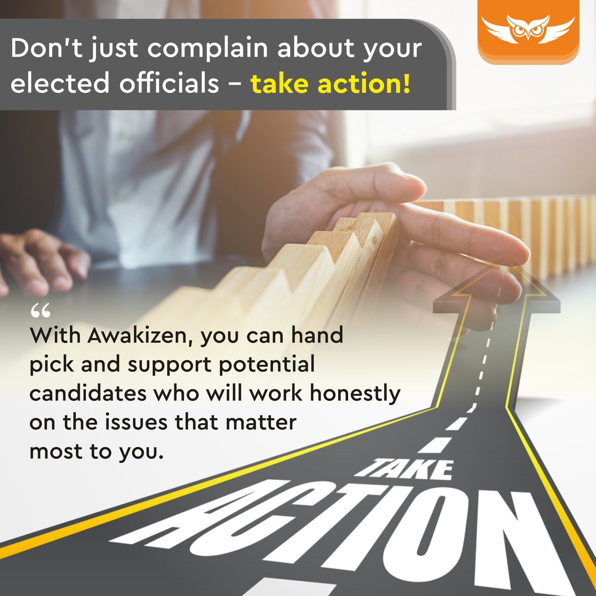 Empower your voice and make a difference! Join Awakizen today and support honest, driven candidates who will fight for the change you want to see in the world.Don't just sit back and complain,take action and make a real impact.#Awakizen #TakeAction #BeTheChange #SupportCandidates
