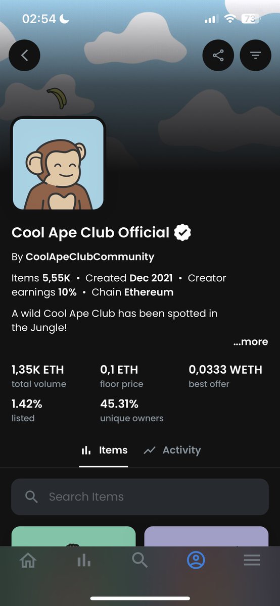 <a href="/CoolApeClub/">The Cool Ape Club</a> floor at .1 👀🫡