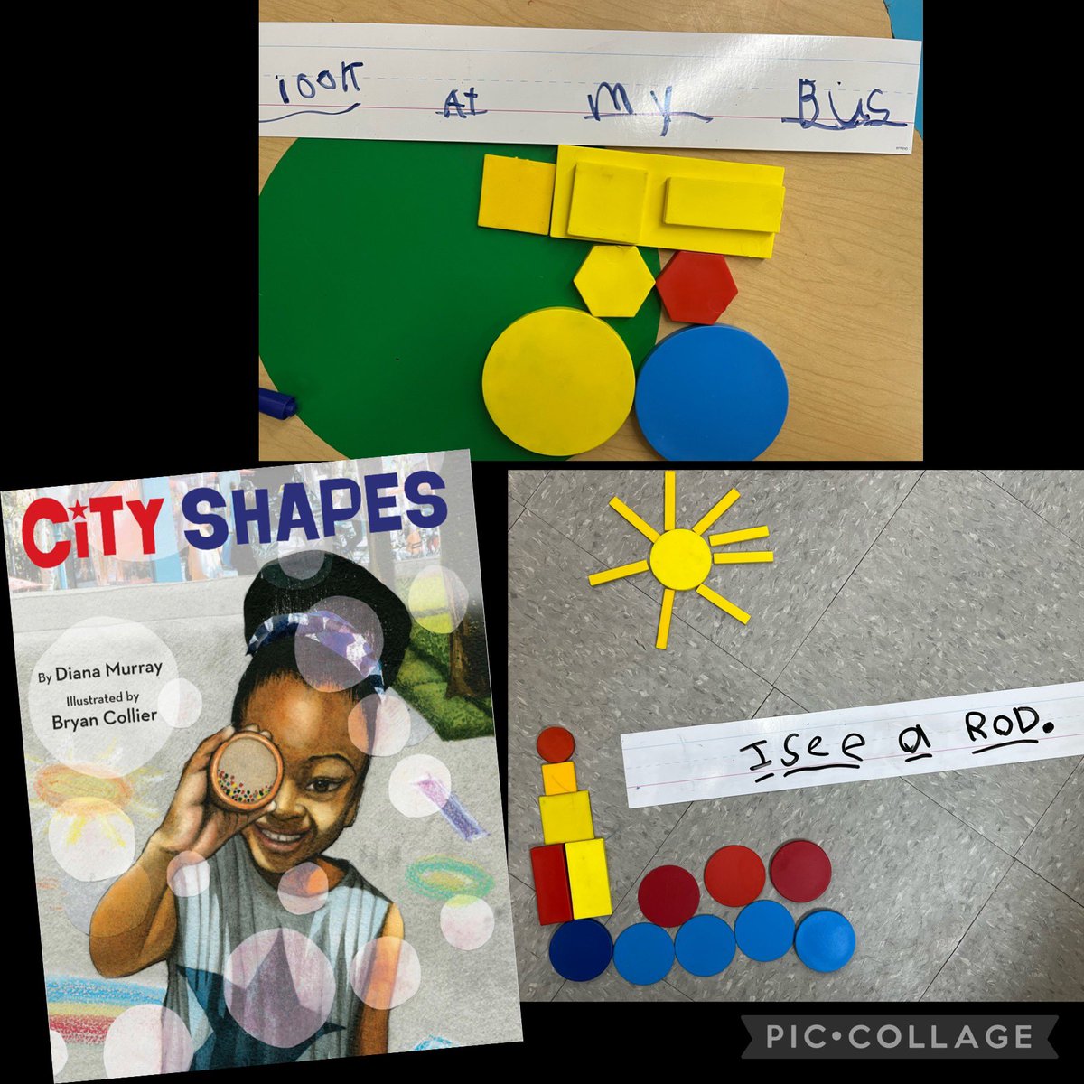 SimonsenTeach's tweet photo. Inspired by “City Shapes”, we had fun creating and writing about our own shape creations! https://t.co/c2Fu6hgrk4