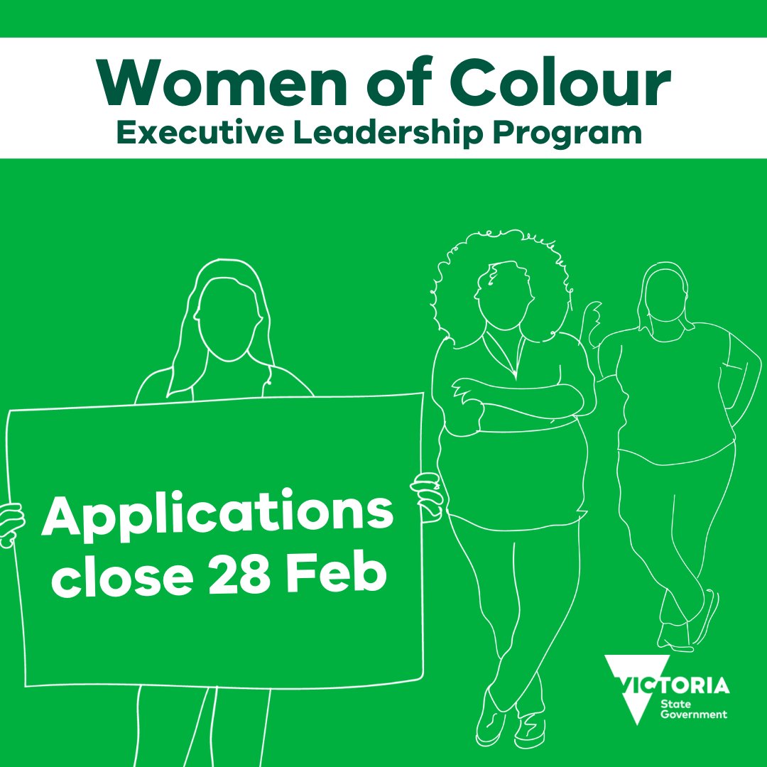 Victorian Dept of Families, Fairness & Housing (@vicgovdffh) on Twitter photo There is still time to get your application in for <a href="/VicGovAu/">Victorian Government</a>’s 2023 <a href="/WomenofColourAU/">Women of Colour Australia</a> Executive Leadership Program. It supports Women of Colour to overcome barriers and advance careers. Apply before 28 February: womenofcolour.org.au/elp-apply There is still time to get your application in for <a href="/VicGovAu/">Victorian Government</a>’s 2023 <a href="/WomenofColourAU/">Women of Colour Australia</a> Executive Leadership Program. It supports Women of Colour to overcome barriers and advance careers. Apply before 28 February: womenofcolour.org.au/elp-apply