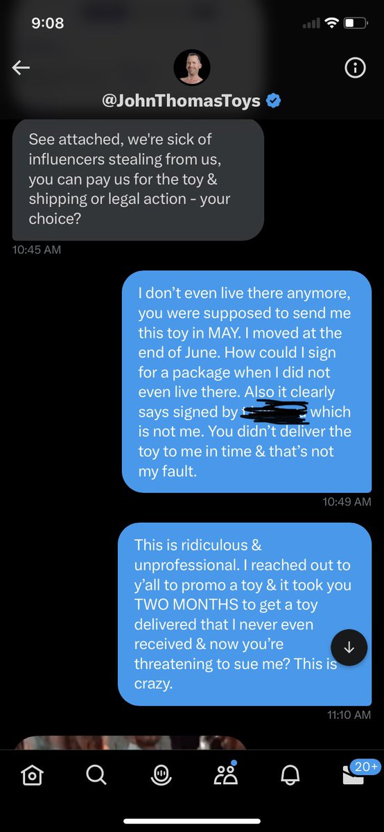 mswaterfall22's tweet photo. Since @johnthomastoys is now threatening to DOXX sws, I thought I’d share my experience with them since I’m one of the people at risk of being doxxed. They are INCREDIBLY unprofessional &amp; a danger to our community. https://t.co/T3oeubNXUw