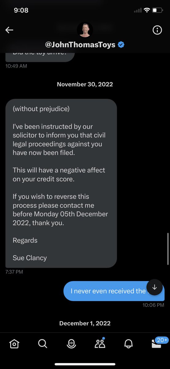mswaterfall22's tweet photo. Since @johnthomastoys is now threatening to DOXX sws, I thought I’d share my experience with them since I’m one of the people at risk of being doxxed. They are INCREDIBLY unprofessional &amp; a danger to our community. https://t.co/T3oeubNXUw