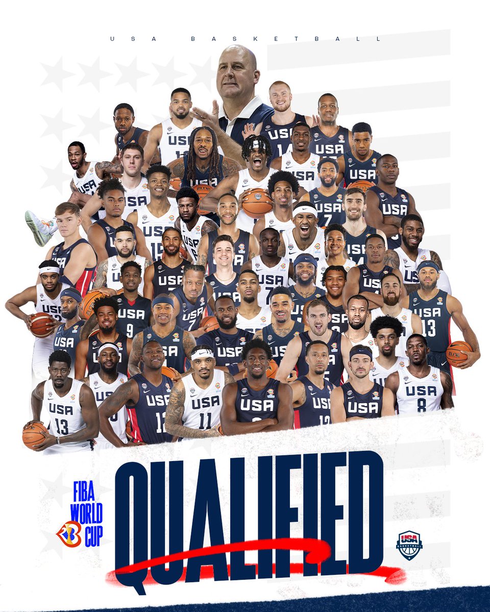 6 Windows 52 Players 1 Mission We are qualified for the 2023 @FIBAWC! 🇺🇸🇺🇸