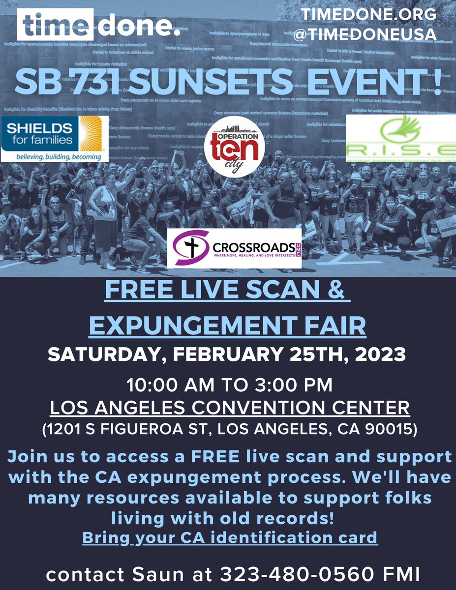 Join us at the Los Angeles Convention Center this Saturday, February 25th from 10am to 3pm! We'll have an abundance of resources for anyone in reentry