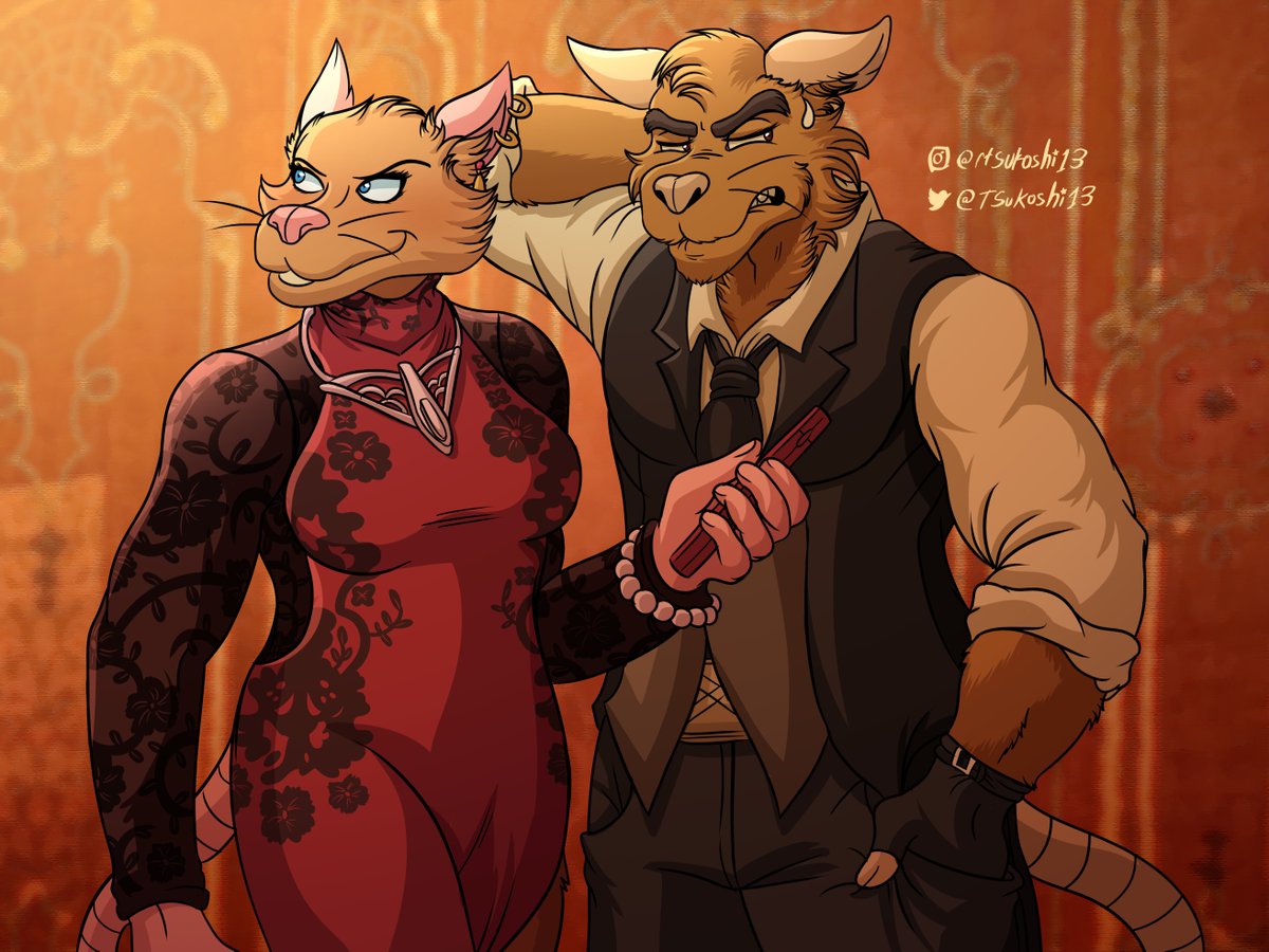 Drew a commission for a friend of Sorley and Robert here, dressed up for the perfect occasion at Scarlet Dawn. Had a lot of fun with this one 💖
#HouseoftheDead #Furryart #Celshading #Commissionart #FanartFriday