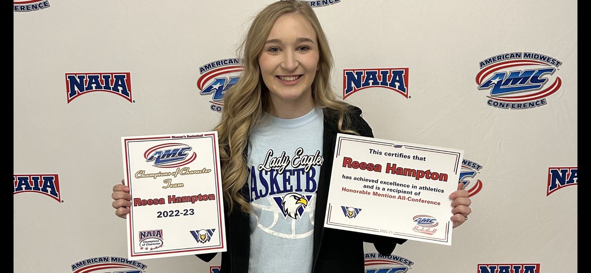 RHampton09's tweet photo. Congratulations to @WBUEAGLES @hampton_reesa on being named to the AMC Conference All Conference Honorable Mention and to the @AMCSports Champions of Character Team. https://t.co/6e1fjbD4qc