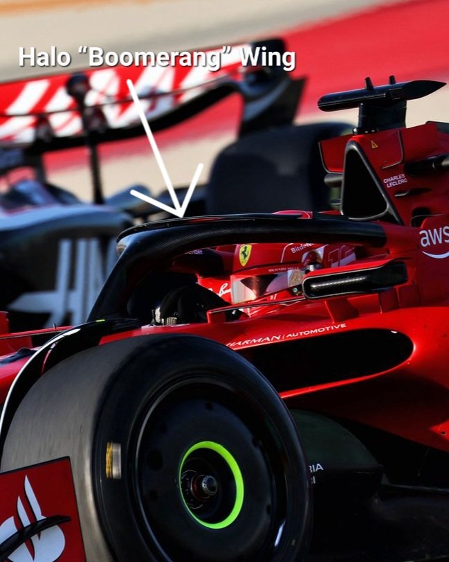 NaturalParadigm's tweet photo. One of the changes Ferrari made for 2023 was the return of a single-element boomerang wing to the halo. This acts like the slat of an aircraft wing by minimizing the suction peak around its leading edge, helping to control the wake trajectory downstream.
📸: #NextGenAuto | #F1 https://t.co/CmUp32zQ1N