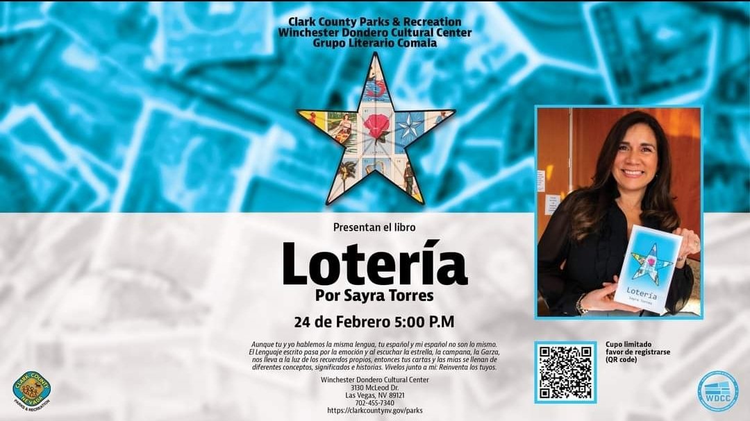 ambrommel's tweet photo. Are you interested in local author events + books & readings in Spanish?
Join me tomorrow, Feb. 24th, at the Winchester Dondero Cultural Center at 5PM as we celebrate Loteria written by @SayraTorres1!
#GrupoLiterarioComala
#VegasLit #LocalLit
@ClarkCountyNVes @ClarkCountyNV https://t.co/7vHIdrfS3O