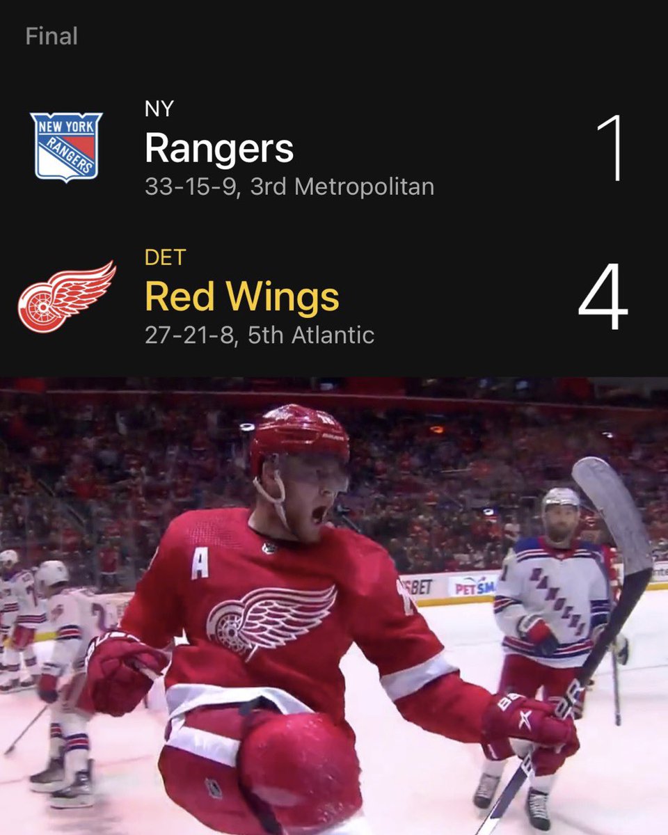 BSMotorCity's tweet photo. Back-to-back. 7-2 since the All-Star break. 10 of their last 14. And now the Red Wings hold the second wild card spot in the playoffs.

#LGRW https://t.co/6PYWC6ZhQu
