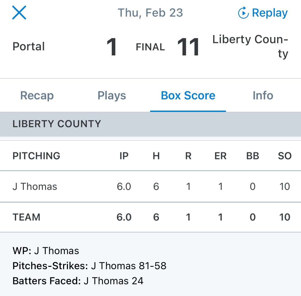 Did pretty good on the mound today. Got the win and first complete game of the season. <a href="/LCHS_Baseball_/">Liberty County High School Baseball</a>
