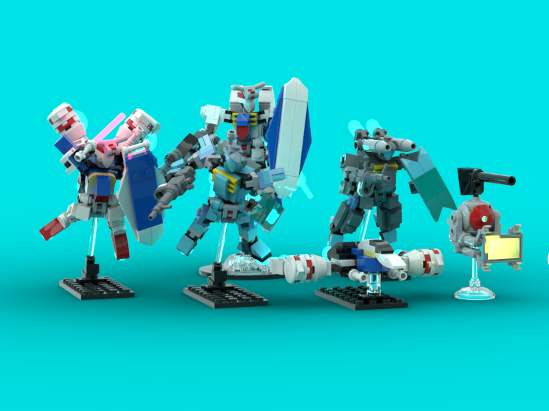 Returnethtobase's tweet photo. Lego Mobile frame squad based on Gundam 0083: Stardust Memory feddie space forces. Includes Zephyranthes Full Burnern, Core Fighter Full Burnen, Stamen, GM Custom, GM Cannon II, &amp; Ball Kai holding a Solar System II mirror panel. Really proud of the new Ball arms. #mfz #mf0 #mecha https://t.co/fBY8Vnr1sa