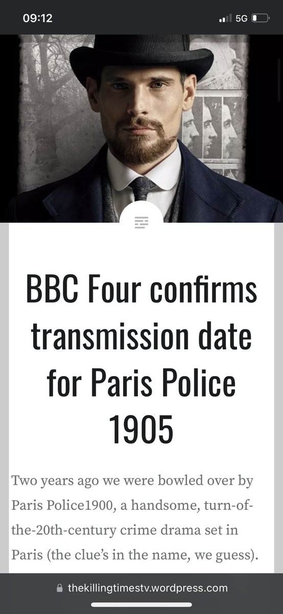 Paris Police 1905  arrive ce samedi 4 mars a 9h sur la BBC Four ! 🎥🎊 
#parispolice1905 #tetramediafiction #seriefrancaise

thekillingtimestv.wordpress.com/tag/paris-poli…