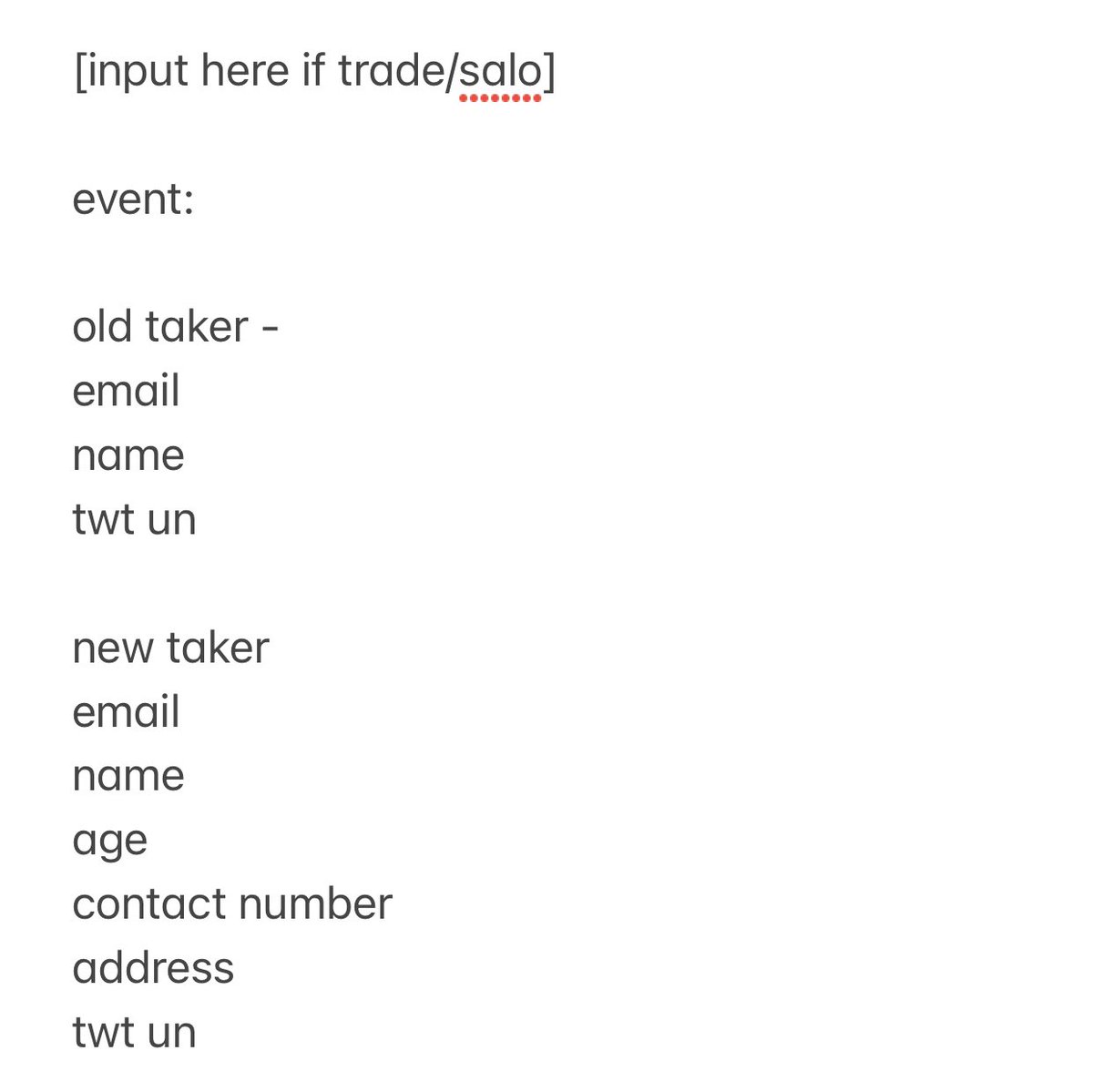enhaganaps's tweet photo. ❗️UPDATE❗️
Trades &amp; pasalo will be allowed due to the change in holiday.

Pls refer to the photo for the info to be sent to us. Make sure na okay na yung transaction with ur slot taker before u dm us. 

thank you ✨ https://t.co/krO8ot2agN