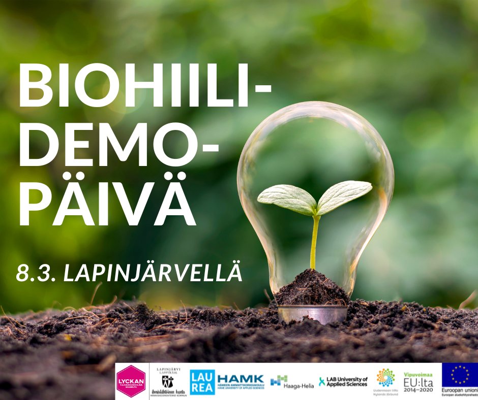 Tervetuloa Lapinjärvelle 8.3. kuulemaan ja keskustelemaan biohiilestä sekä seuraamaan sen valmistusprosessia maatilalla. Demopäivä on klo 9–14 Nygårdin tilalla (Lapinjärventie 47, 07800 #Lapinjärvi). Ilmoittaudu 6.3. mennessä: forms.gle/XEdziHtJdeCLZE…  
#biohiili #kiertotalous