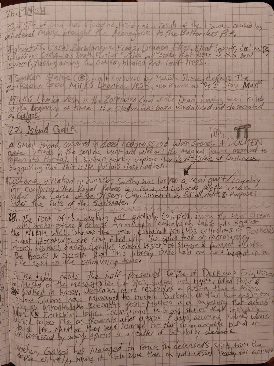 #dungeon23 
Note that while this dungeon is designed for my bronze age #TTRPG, Living World (I'll publish it someday, I swear), it will work perfectly well for #DungeonWorld, assuming you can read my handwriting.
