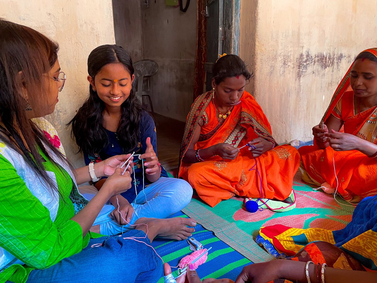 projectbatauli's tweet photo. Saheli (Women self help group) of PB are learning to knit woolen socks and ear warmers from @shradhashrivastava .  
We are in the look out for wool for practice kindly sponcer generously. Thank you!
#projectbatauli #batauli #shg #pb #chhattisgarh #skilltraining #surguja https://t.co/IpnN1z19vD