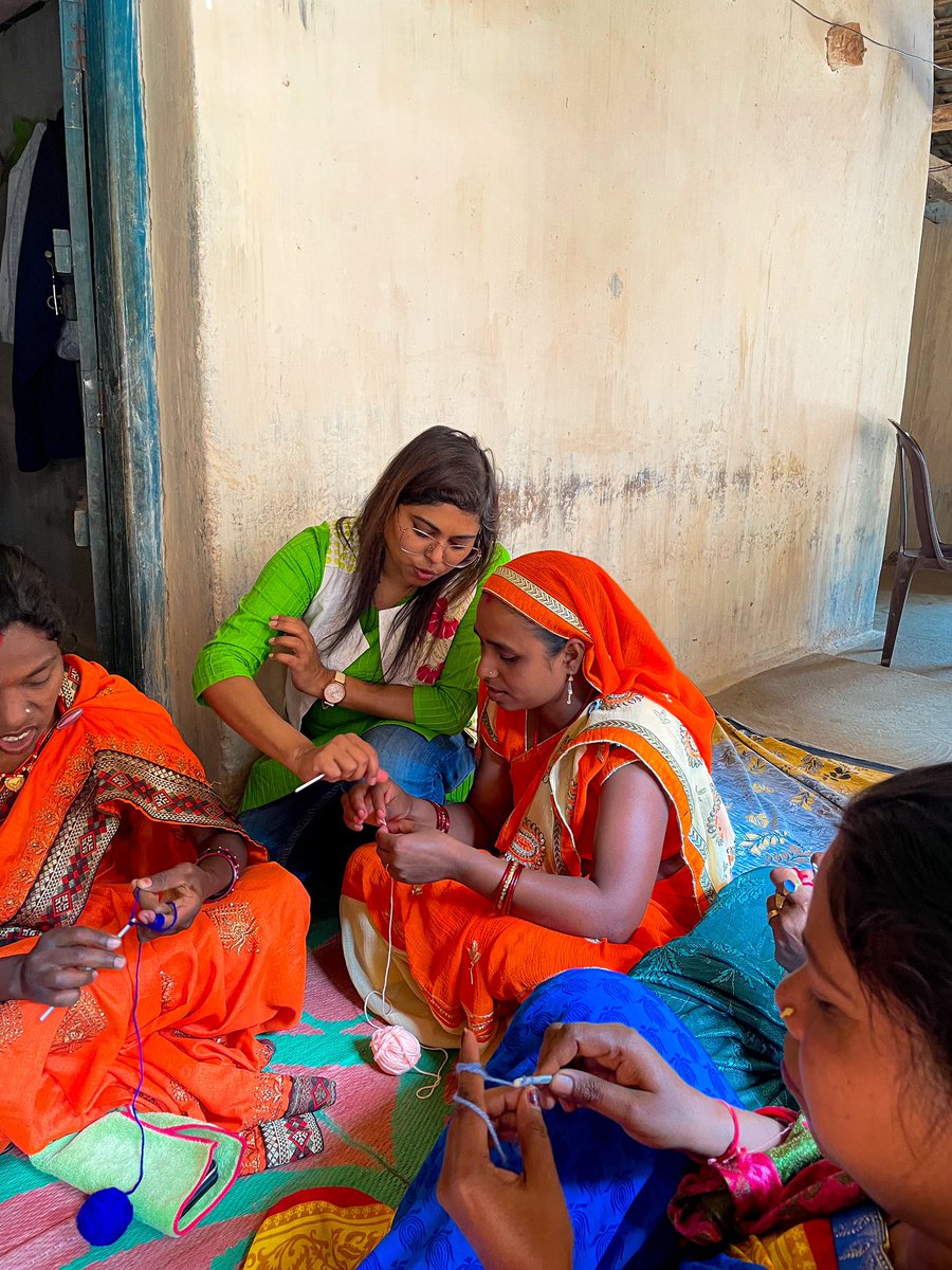 projectbatauli's tweet photo. Saheli (Women self help group) of PB are learning to knit woolen socks and ear warmers from @shradhashrivastava .  
We are in the look out for wool for practice kindly sponcer generously. Thank you!
#projectbatauli #batauli #shg #pb #chhattisgarh #skilltraining #surguja https://t.co/IpnN1z19vD