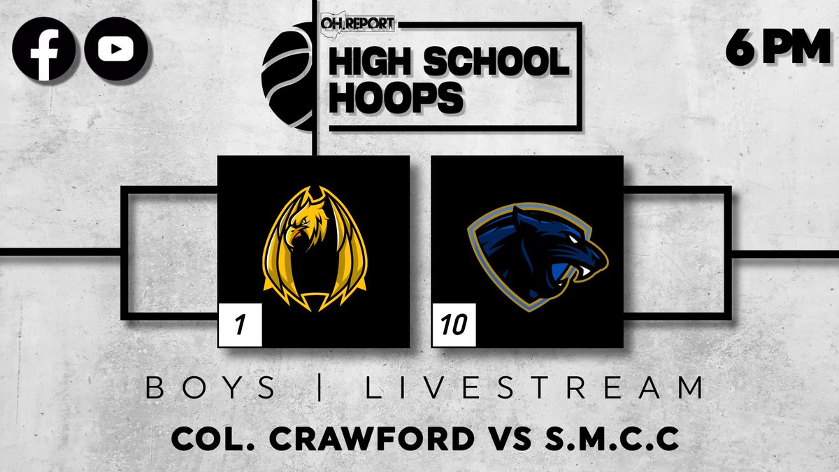 OH.Report (@oh_report) on Twitter photo The number one seed <a href="/colonelcrawford/">Colonel Crawford High School</a> takes on tenth-seeded <a href="/HoopsSmcc/">SMCC Hoops</a> LIVE and FREE at 6 PM!
Join Travis Berardi and Hayden Gray on commentary, coverage tipping-off at 5:50 PM!
📺Ways to Watch:
- OH Report Facebook Page
- OH Report YouTube Channel 4 The number one seed <a href="/colonelcrawford/">Colonel Crawford High School</a> takes on tenth-seeded <a href="/HoopsSmcc/">SMCC Hoops</a> LIVE and FREE at 6 PM!
Join Travis Berardi and Hayden Gray on commentary, coverage tipping-off at 5:50 PM!
📺Ways to Watch:
- OH Report Facebook Page
- OH Report YouTube Channel 4