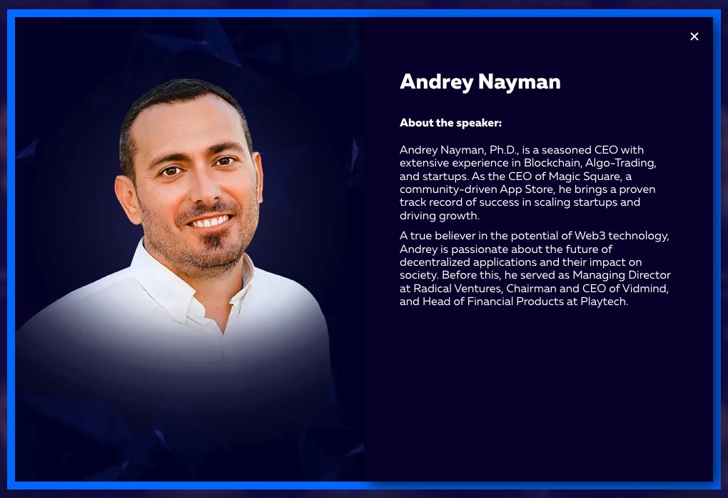 MagicSquareio's tweet photo. 👀 Don't miss our Co-Founder &amp; CEO Andrey Nayman at the Blockchain Life Forum next week! 💼 DM him to connect &amp; catch his 🔥 panel on Day 2! 
#MagicSquare #BlockchainLife #Web3 https://t.co/jwxahgk88e