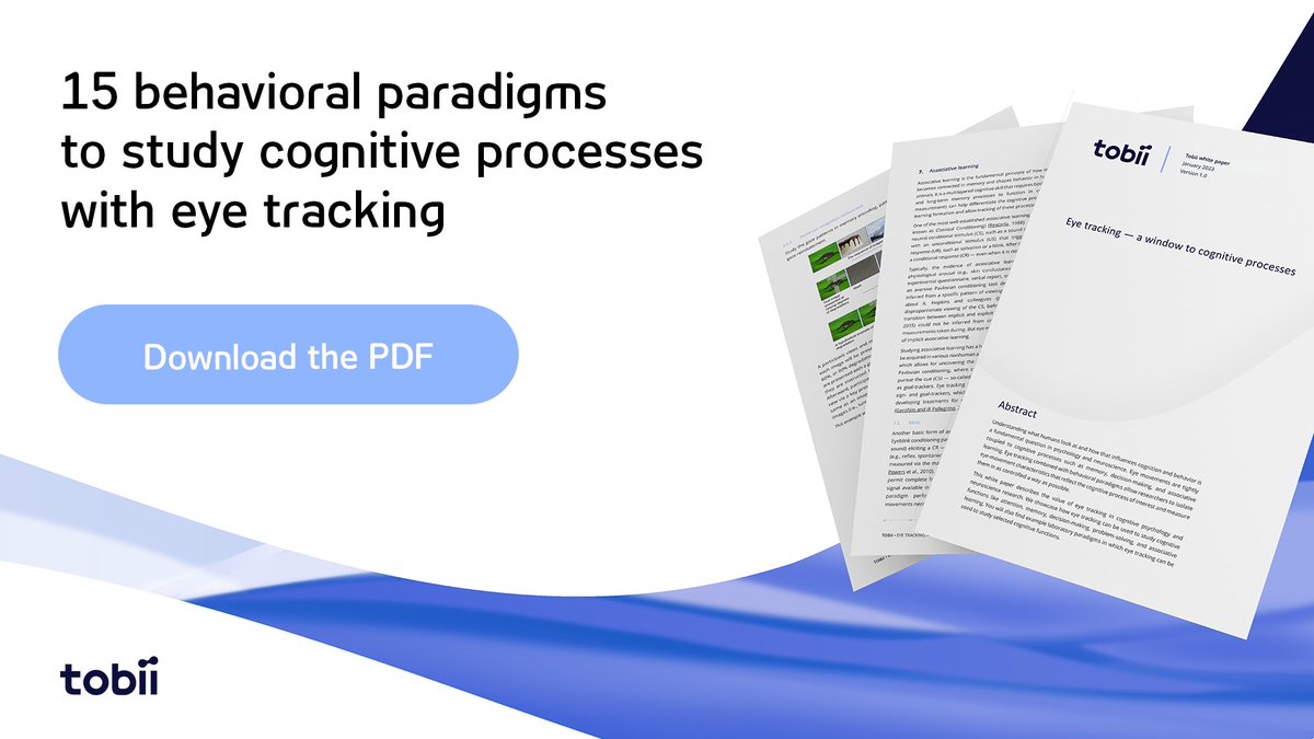 TobiiTechnology's tweet image. Explore laboratory paradigms in which #eyetracking can be used to study #cognitivefunctions, such as attention, memory, decision-making, problem-solving, and associative learning. Download the white paper🔍tinyurl.com/27czskze