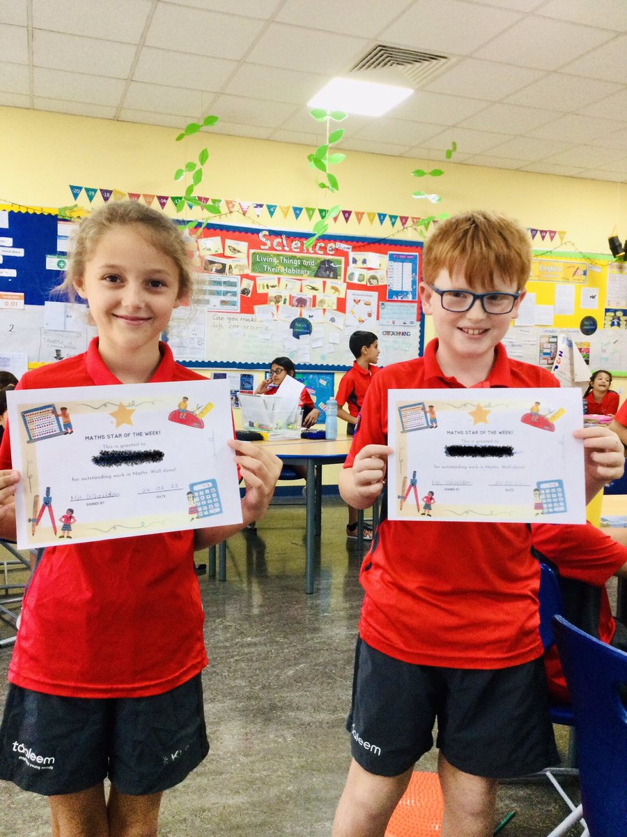 Fantastic maths this week in our class, well done to our two maths stars of the week! #proudlytaaleem #maths #superstars